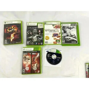 Lot of 6 Xbox 360 Resident Evil Arcade Batman Sports Working Bundle